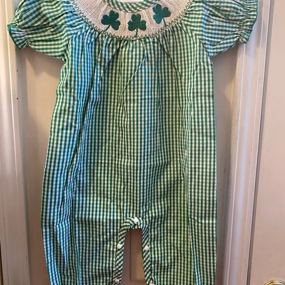 New Smocked St Patrick's Day Bubble Romper - Picture 9 of 14